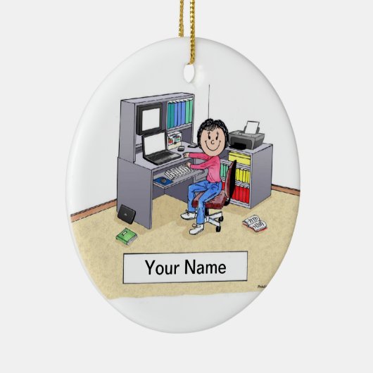 Computer Lover - Vrouw Keramisch Ornament (Rechts)