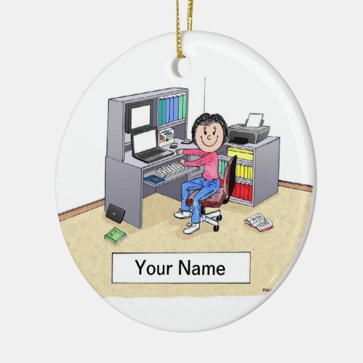 Computer Lover - Vrouw Keramisch Ornament (Links)