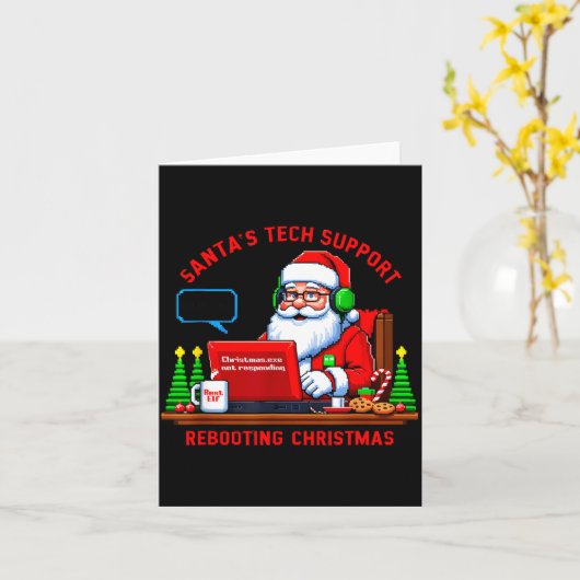 Computer Meme Funny Santa's Tech Suprt Rebooting C Kaart (Gele Bloem)