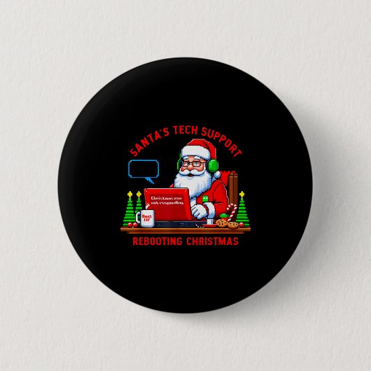 Computer Meme Funny Santa's Tech Suprt Rebooting C Ronde Button 5,7 Cm (Voorkant)