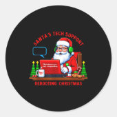 Computer Meme Funny Santa's Tech Suprt Rebooting C Ronde Sticker (Voorkant)