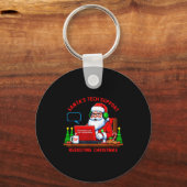 Computer Meme Funny Santa's Tech Suprt Rebooting C Sleutelhanger (Voorkant)