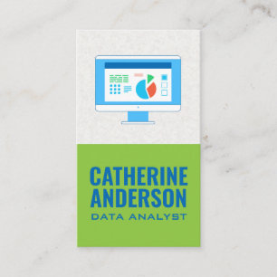 Computer met grafieken   informatieanalist visitekaartje