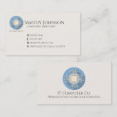Computer Microchip Blauw Visitekaartje (Voorkant / Achterkant)