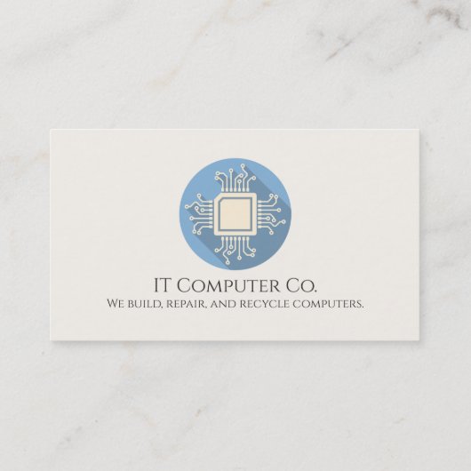 Computer Microchip Blauw Visitekaartje (Achterkant)