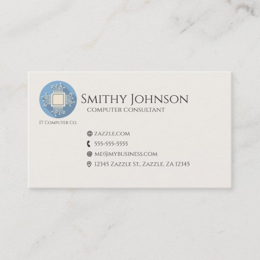 Computer Microchip Blauw Visitekaartje (Voorkant)