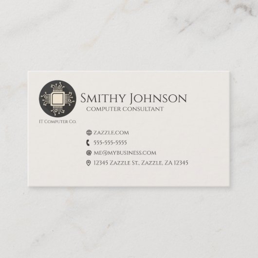 Computer Microchip Zwart Visitekaartje (Voorkant)