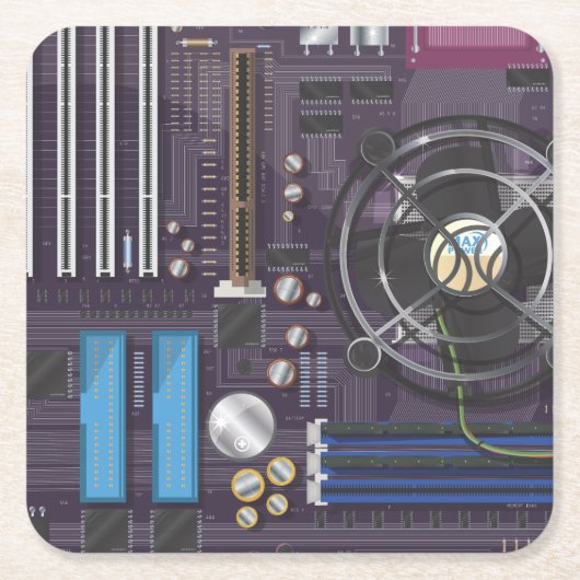 Computer Moederbord CPU Kartonnen Onderzetters (Voorkant)