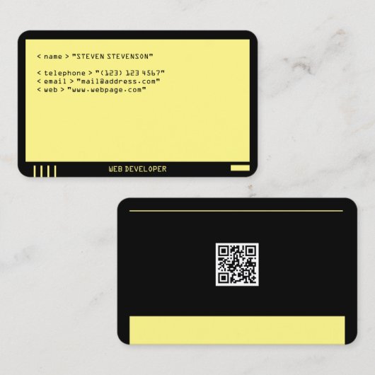 Computer monitor faux ziet er zwart geel uit visitekaartje (Voorkant / Achterkant)