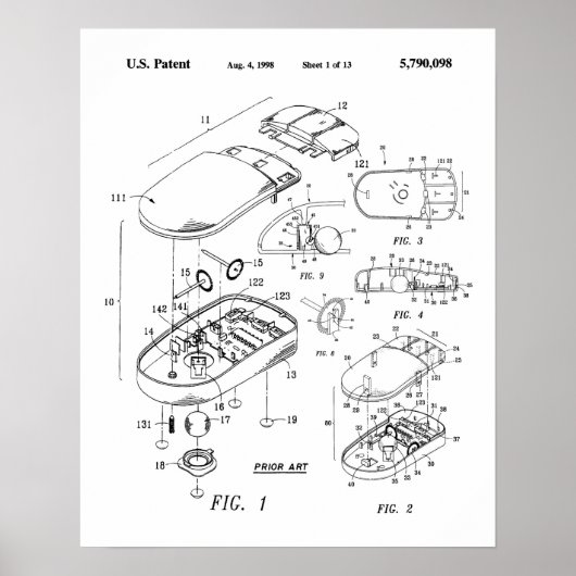 Computer Mouse patent Poster (Voorkant)