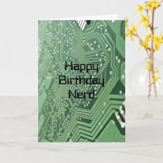 Computer Nerd Birthday Kaart (Gele Bloem)