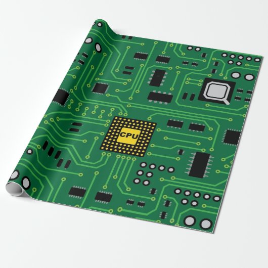 Computer Nerd Circuit Board CPU Cadeaupapier (Uitgerold)