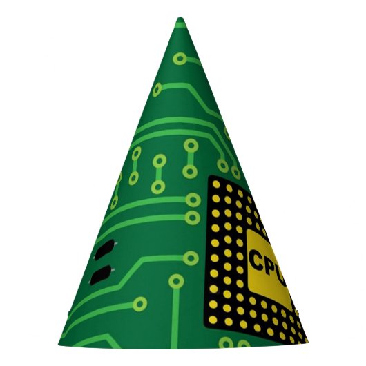 Computer Nerd Circuit Board CPU Feesthoedjes (Voorkant)