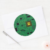 Computer Nerd Circuit Board CPU I Ronde Sticker (Envelop)
