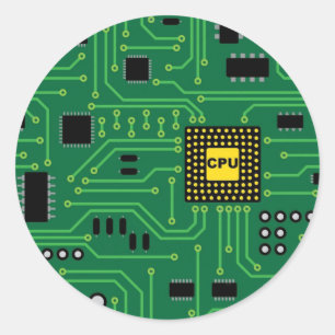 Computer Nerd Circuit Board CPU I Ronde Sticker