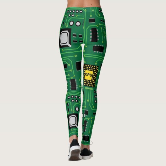 Computer Nerd Circuit Board CPU Leggings (Achterkant)