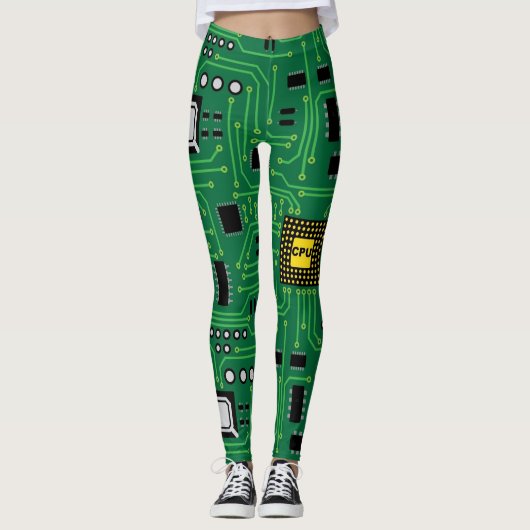 Computer Nerd Circuit Board CPU Leggings (Voorkant)