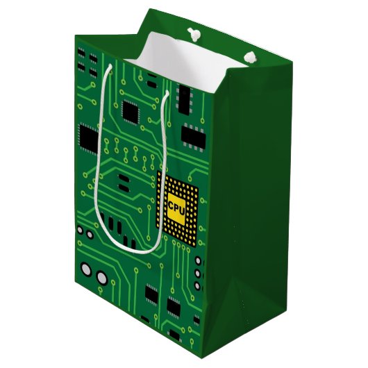 Computer Nerd Circuit Board CPUI Medium Cadeauzakje (Voorkant Gekanteld)