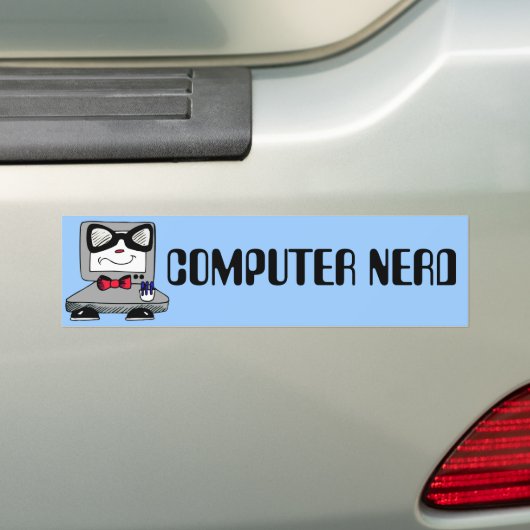 Computer Nerd - Pas tekst en kleur aan Bumpersticker (Op auto)