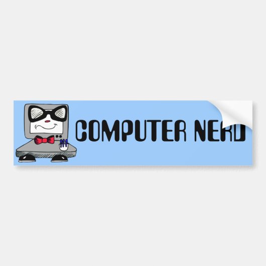 Computer Nerd - Pas tekst en kleur aan Bumpersticker (Voorkant)