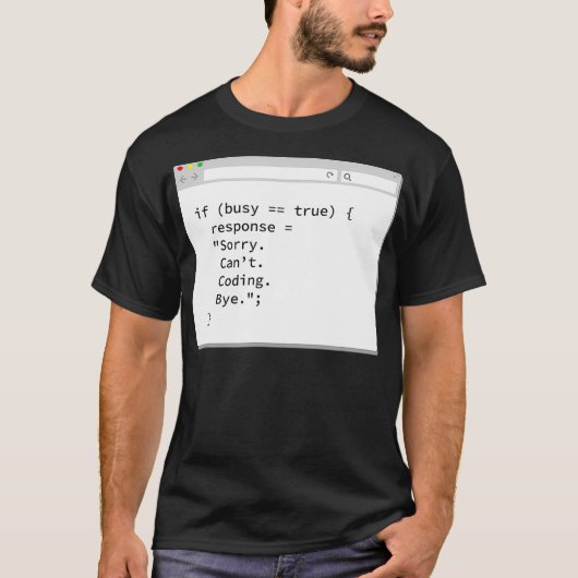 Computer programmer coder ontwikkelaar SORRY CANT T-shirt (Voorkant)