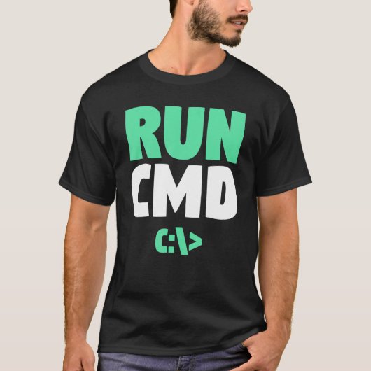 Computer Programmer Command Prompt Funny Run CMD T-shirt (Voorkant)