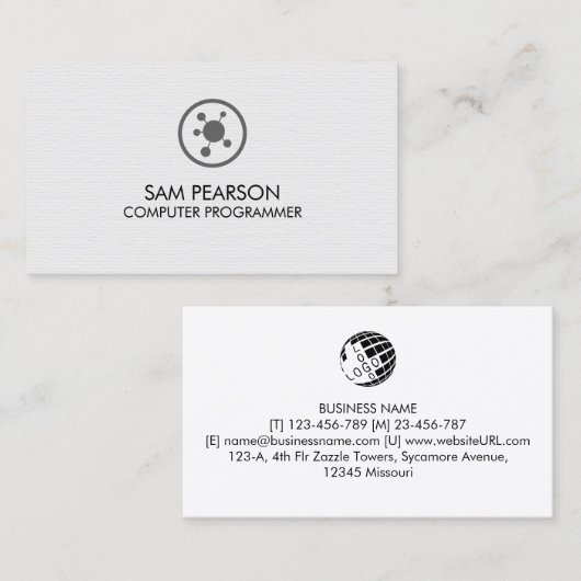 Computer Programmer Software Developer Visitekaartje (Voorkant / Achterkant)