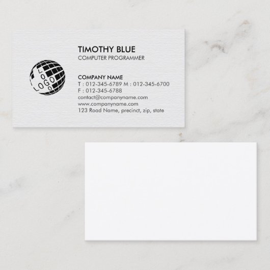Computer Programmer Technology Visitekaartje (Voorkant / Achterkant)