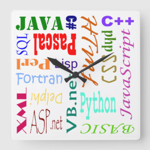 Computer Programmers Clock Vierkante Klok