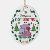 Computer Programmeur Eerste Kerstmis Aangepaste Na Keramisch Ornament (Rechts)