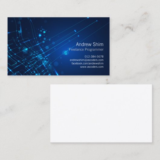 Computer Programmeur Visitekaartje Lichte Kringen (Voorkant / Achterkant)