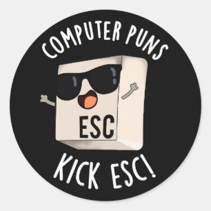 Computer Puns Kick Esc Grappig Toetsenbord Pun Dar Ronde Sticker