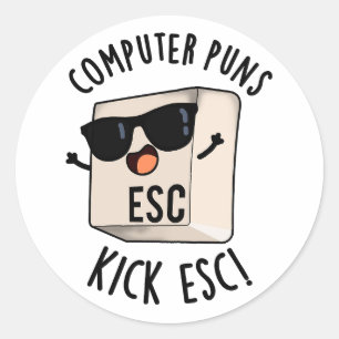 Computer Puns Kick Esc Grappig Toetsenbord Pun Ronde Sticker