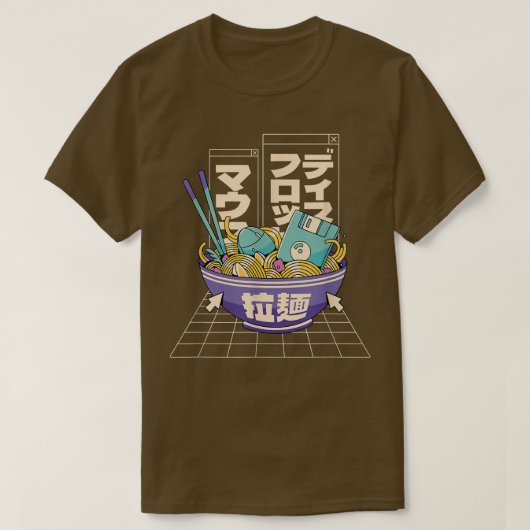 Computer Ramen Anime Noodles Kawaii Japan T-shirt (Design voorkant)