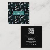 Computer Repair Circuit Board QR Code Vierkante Visitekaartje (Voorkant / Achterkant)