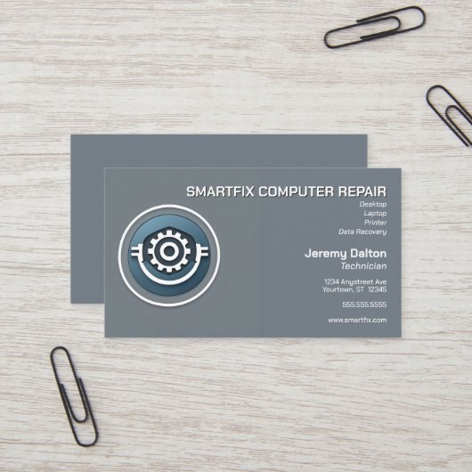 Computer Repair Computer Builder Data Recovery Visitekaartje (Voorkant / Achterkant in situ)