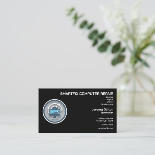 Computer Repair Data Recovery Computer Builder Visitekaartje (Staand voorkant)