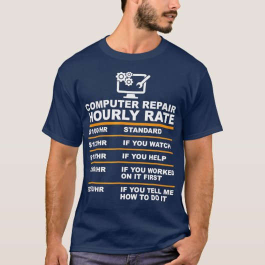 Computer Repair Hourly Rate Computer Repair Geek T-shirt (Voorkant)