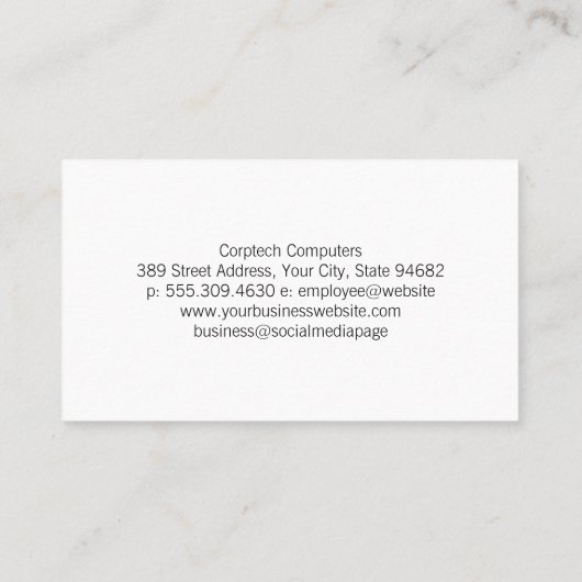 Computer Repair-Logo | technicus Visitekaartje (Achterkant)