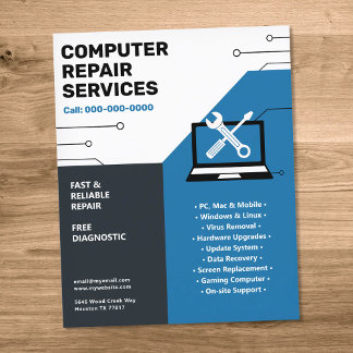 Computer Repair Services Blue Flyer