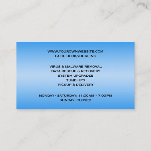 Computer Repair Visitekaartje (Achterkant)