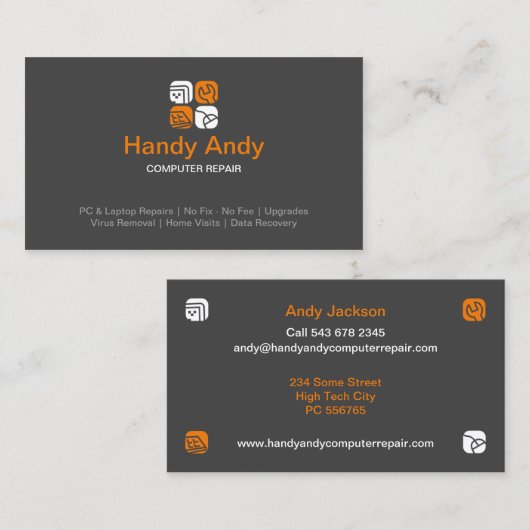 Computer Repair Visitekaartje (Voorkant / Achterkant)