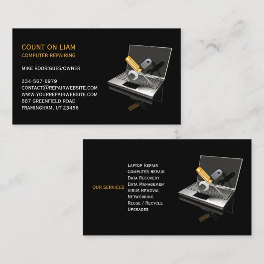 Computer Repair Visitekaartje (Voorkant / Achterkant)