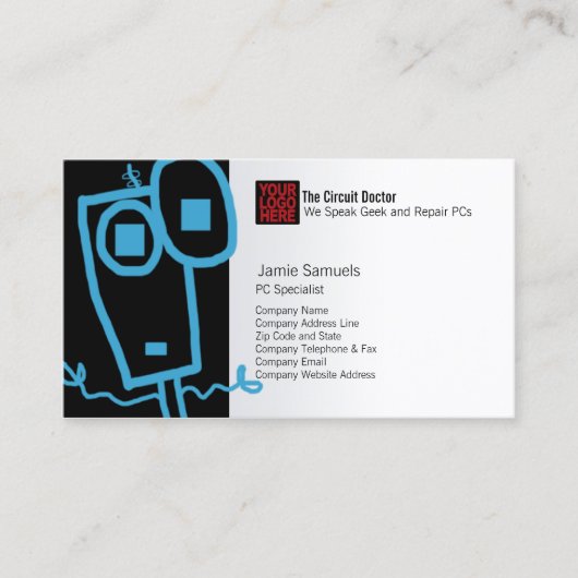 Computer Repair Visitekaartje Cool Robot Geek (Voorkant)