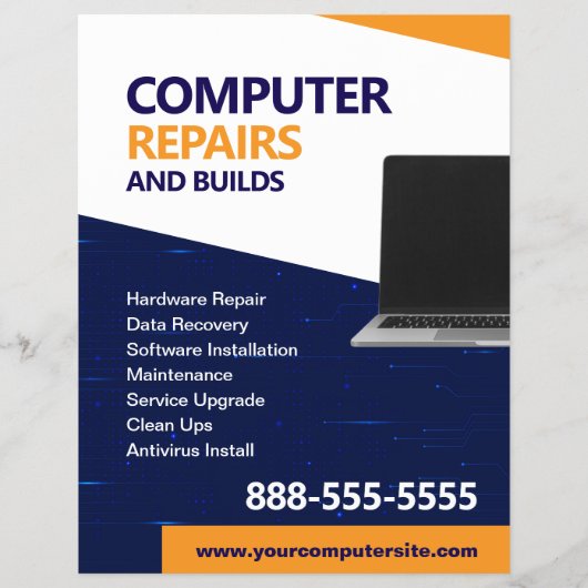 Computer Repairs and Maintenance Flyer Template (Voorkant)