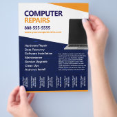 Computer Repairs with Tear Offs Flyer Template (Hand)