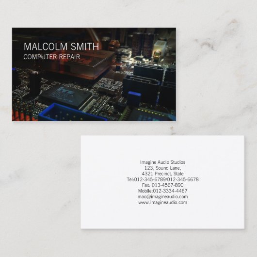 Computer Reparatie PC Moederbord Circuits Visitekaartje (Voorkant / Achterkant)