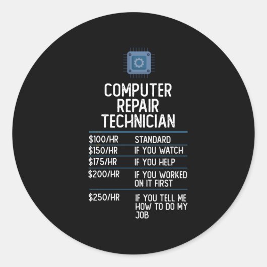 Computer Reparatie Technicus Grappig cadeau cadeau Ronde Sticker (Voorkant)