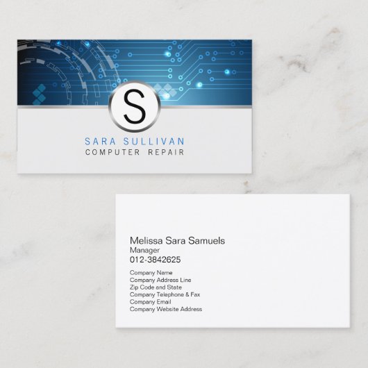 Computer Reparatie Technische Vaardigheden Circuit Visitekaartje (Voorkant / Achterkant)