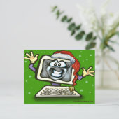 Computer Santa Feestdagenkaart (Staand voorkant)